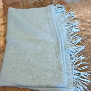 West Elm Fringe Boucle light blue/gray knit throw